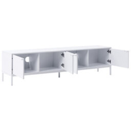 Wyld And Coco Novahome White Tv Stand - Metal Legs, Cable Management, Fluted Front - thumbnail 5