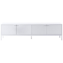 Wyld And Coco Novahome White Tv Stand - Metal Legs, Cable Management, Fluted Front - thumbnail 1