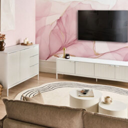 Wyld And Coco Novahome White Tv Stand - Metal Legs, Cable Management, Fluted Front - thumbnail 2