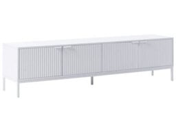 Wyld And Coco Novahome White Tv Stand - Metal Legs, Cable Management, Fluted Front - thumbnail 3