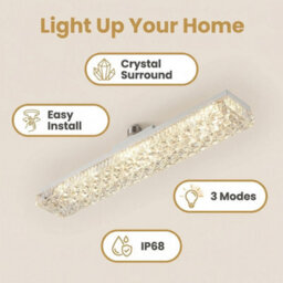 24W Led Crystal Long Strip Ceiling Light With E27 Base Three-Color - thumbnail 2