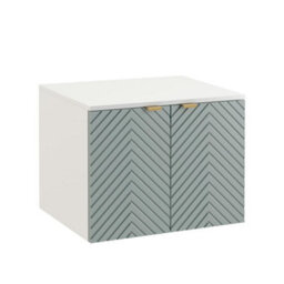 Impact Furniture Wall Hung Vanity Unit With Basin 600mm Bathroom Cabinet White Countertop Fluted Green Doors Cara - thumbnail 9