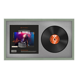 "30X17"" Green Classic Vinyl Record Frame With Silver Mount For 12 Inch Lp Album Cover & Disc - Ak Frames"