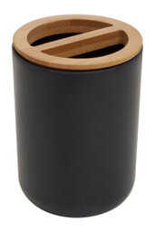 Orsina Modern Black Toothbrush Holder, Sustainable Toothbrush Cup With Divider, Holder For Bathroom Accessories