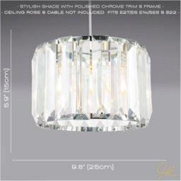 Happy Homewares Contemporary Easy Fit Chrome Pendant Shade With Clear Acrylic Rectangular Rods - thumbnail 6