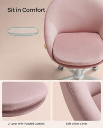 Songmics Velvet Office Seat, Adjustable Swivel Chair For Work And Study, Jelly Pink - thumbnail 5