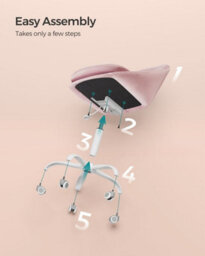 Songmics Velvet Office Seat, Adjustable Swivel Chair For Work And Study, Jelly Pink - thumbnail 7
