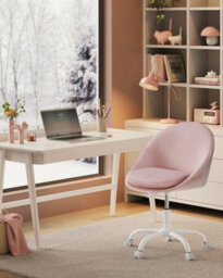 Songmics Velvet Office Seat, Adjustable Swivel Chair For Work And Study, Jelly Pink