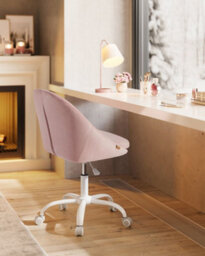 Songmics Velvet Office Seat, Adjustable Swivel Chair For Work And Study, Jelly Pink - thumbnail 3
