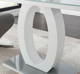 Furniturebox Giovani Rectangular 4 Seat White High Gloss Unique Halo Base Dining Table Grey Glass Top 4 Navy Velvet Silver Leg Pesaro Chairs - thumbnail 4