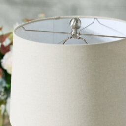 Dibor Classic Ceramic White Bedroom Living Room Bedside Table Lamp With Beige Shade - thumbnail 4