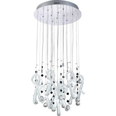 Luminosa Lighting Luminosa Class Pendant Round 10 Light G4 Polished Chrome/white Glass/crystal, Not Led/cfl Compatible - image 1