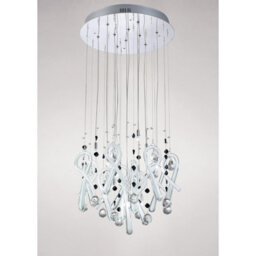 Luminosa Lighting Luminosa Class Pendant Round 10 Light G4 Polished Chrome/white Glass/crystal, Not Led/cfl Compatible - thumbnail 2