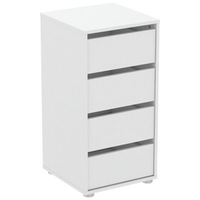 FurniComp LTD Furnicomp Dallas Universal 4 Drawers Matt White 40Cm Tall Narrow Internal Chest Of Drawers For Wardrobes - image 1