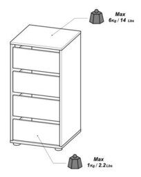FurniComp LTD Furnicomp Dallas Universal 4 Drawers Matt White 40Cm Tall Narrow Internal Chest Of Drawers For Wardrobes - thumbnail 6
