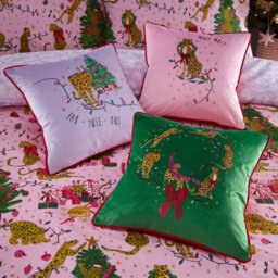 Furn. Purrfect Christmas Festive Reversible Duvet Cover Set, Double, Pink - thumbnail 5