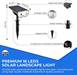 Cuqoo 48 Led Solar Landscape Light Warm White 3000K Waterproof Outdoor Garden Patio Driveway Pathway Lawn Decor Ground Terrace - thumbnail 2