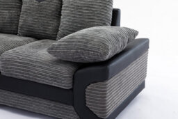 SquareBoxx Toledo L Shape Corner Grey Jumbo Cord Sofa With A Modern Black Leather Trim - Right Hand Facing Chaise - thumbnail 4