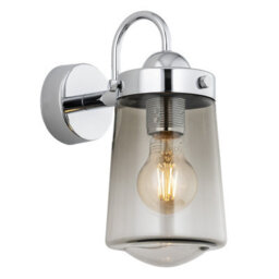 Luminosa Lighting Luminosa Pasadena Outdoor Wall Lantern Smoky, Chrome Ip44
