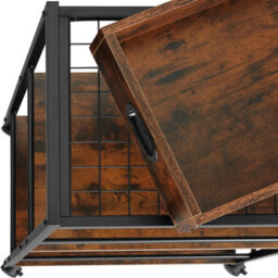 Tectake Drinks Trolley Worcester - 3 Shelves And Removable Tray, 4 Swivel Castors With Parking Brake - Industrial Wood Dark, Rustic - thumbnail 4