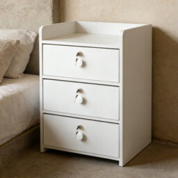 White Mdf 3-Drawer Lockable Bedside Table Nightstand With Storage, 48Cm Height - thumbnail 7