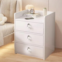White Mdf 3-Drawer Lockable Bedside Table Nightstand With Storage, 48Cm Height - thumbnail 6