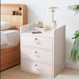 White Mdf 3-Drawer Lockable Bedside Table Nightstand With Storage, 48Cm Height - thumbnail 3