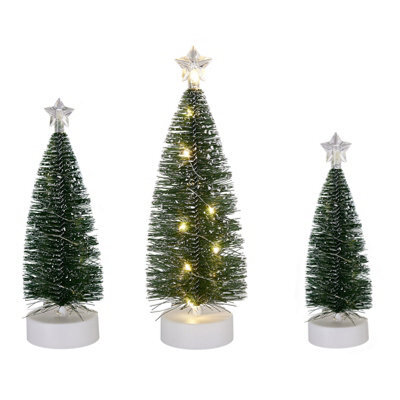 Living And Home 3-Piece Christmas Mini Led Light-Up Christmas Tree Home Decoration - image 1