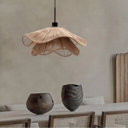 Amorly 40Cm 3-Color Dimmable Rattan Pendant Light, Bohemian Hanging Ceiling Light Fixture For Living Room, Bedroom, Dining Room, Hallway - thumbnail 6
