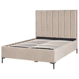 Beliani Ottoman Bed Velvet Sezanne 140 X 200 Cm (Eu Double) Taupe - thumbnail 8