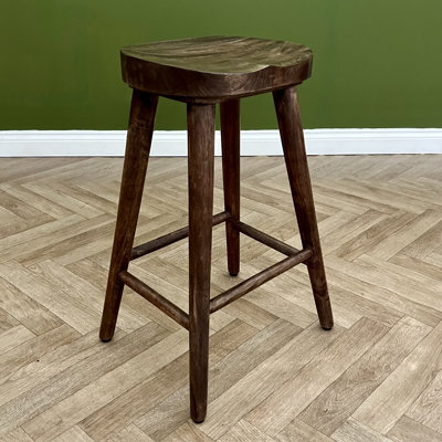Elm Home And Garden Solid Wooden Kitchen Breakfast Bar Stool 68Cm Smoked Oak Finish Fully Assembled Pub Café - image 1