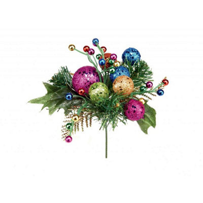 Premier Glitter Ball Pick Christmas Decoration Multicoloured (One Size)