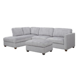 Home Detail Ben Left-Hand Facing Corner Sofa With Footstool, Grey Teddy Jumbo Cord - thumbnail 3