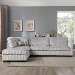 Home Detail Ben Left-Hand Facing Corner Sofa With Footstool, Grey Teddy Jumbo Cord - thumbnail 2
