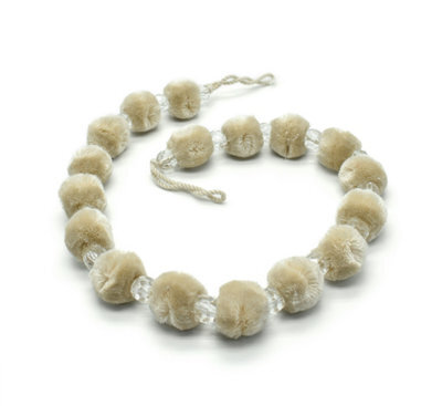 Intimates Pom Pom Crystal Curtain Tieback Pair - Cream - image 1