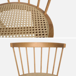 Sweeek - Pair Of Wood And Cane Dining Chairs Natural 54X54X76.5 Cm - Nora - thumbnail 4