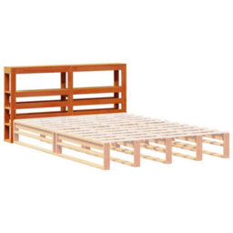 Berkfield Headboard With Shelves Wax Brown 150 Cm Solid Wood Pine - thumbnail 4