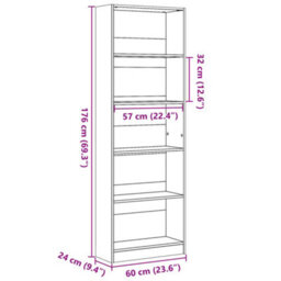 Berkfield Versatile Bookcase White 60X24X176 Cm Engineered Wood - thumbnail 9