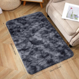 Aspire Homeware Non-Slip Tie Dye Grey Shaggy Rug Soft Fluffy Doormat, (L)80Cm X (W)50Cm - thumbnail 1