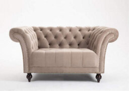 D Pro T Homeware Handmade Chesterfield 3-Seater, 2-Seater, & 1.5-Seater Beige Velvet Sofa Set - thumbnail 3