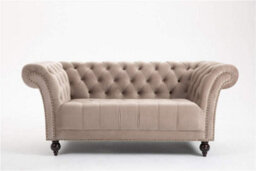 D Pro T Homeware Handmade Chesterfield 3-Seater, 2-Seater, & 1.5-Seater Beige Velvet Sofa Set - thumbnail 2