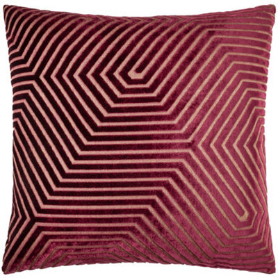 Paoletti Evoke Cut Velvet Polyester Filled Cushion, Burgundy, 55 X 55Cm - image 1