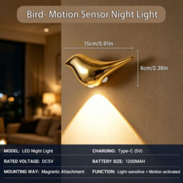 Amorly 2 Pack Gold Motion Sensor Night Lights, Rechargeable Cordless Magnetic Wall Lamp,for Hallway, Bathroom, Stairway, Entryway - thumbnail 6