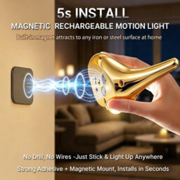 Amorly 2 Pack Gold Motion Sensor Night Lights, Rechargeable Cordless Magnetic Wall Lamp,for Hallway, Bathroom, Stairway, Entryway - thumbnail 4