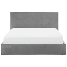 Beliani Ottoman Bed Velvet Lorient 160 X 200 Cm (Eu King Size) Light Grey - thumbnail 8
