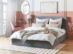 Beliani Ottoman Bed Velvet Lorient 160 X 200 Cm (Eu King Size) Light Grey - thumbnail 2