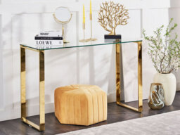 Beliani Console Table Tilon Tempered Glass Gold - thumbnail 2