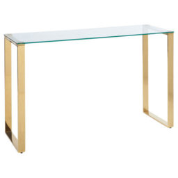 Beliani Console Table Tilon Tempered Glass Gold - thumbnail 1