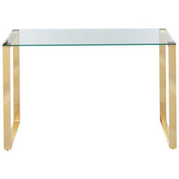 Beliani Console Table Tilon Tempered Glass Gold - thumbnail 4