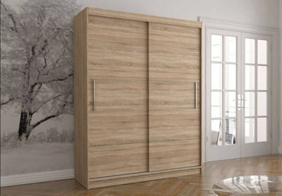Arte Elegant Vista 06 Sliding Door Wardrobe In Oak Sonoma - (H)2000mm X (W)1500mm X (D)610mm - image 1
